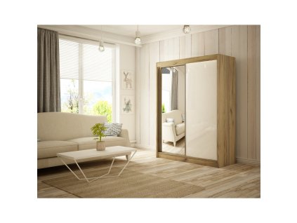 Kvalitní Šatní Skříň Velis 120 cm (Barevná varianta skříně Dub craft, Barevná varianta skla Bílá)