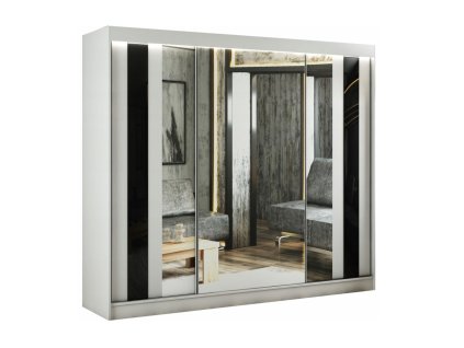 Kvalitní Šatní Skříň Como 250 cm (Barevná varianta skříně Dub craft, Barevná varianta skla Čokoláda)