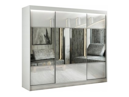 Kvalitní Šatní Skříň Rico 250 cm (Barevná varianta skříně Dub craft, Barevná varianta skla Vanilka)