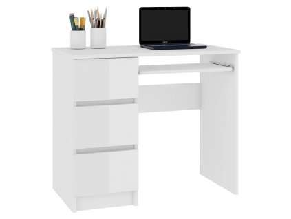 biurko komputerowe a 6 biale bialy polysk lewe