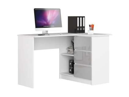 biurko narozne 3 szuflady clp biale metalik polysk