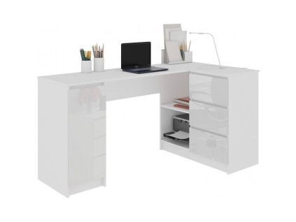 biurko narozne b20 clp lewostronne 155cm bialy polysk