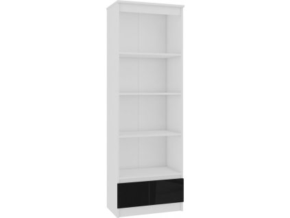 regal r 60cm clp 1 szuflada 4 polki bialy czarny polysk