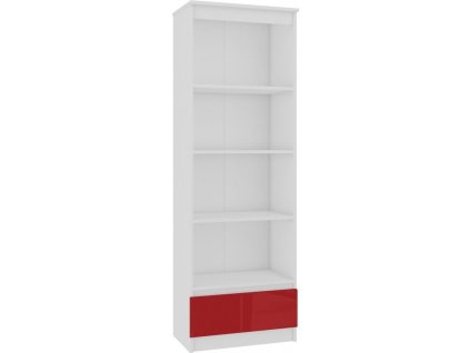 regal r 60cm clp 1 szuflada 4 polki bialy czerwony polysk