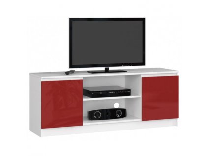 TV stolek RTV K140 červený lesk bílá