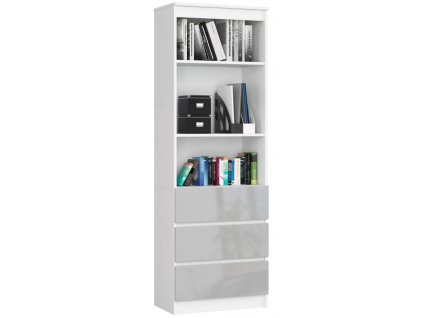 regal biurowy r 60cm clp 3 szuflady 2 polki bialy metalik polysk 4