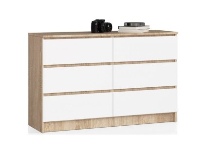 komoda k120 6 szuflad sonoma biala