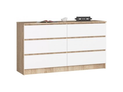 komoda k140 6 szuflad sonoma biala