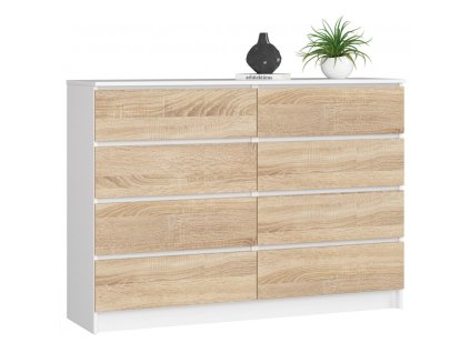 komoda k 140cm 8 szuflad biala wenge