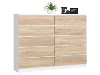 komoda k160 10 szuflad biala sonoma