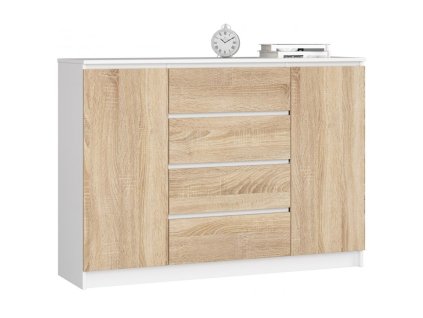 komoda k 140cm 2 drzwi 4 szuflady biala sonoma