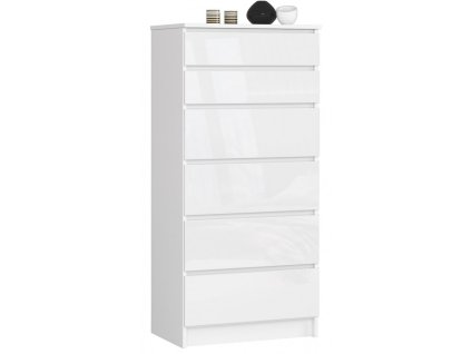 komoda k60 6 szuflad akryl bialy polysk