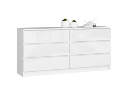 komoda k160 6 szuflad akryl biala wysoki polysk