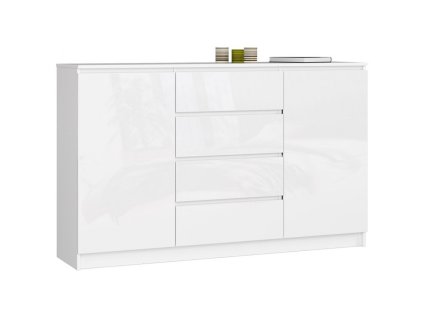 komoda k160 2 drzwi 4 szuflady biala wysoki polysk