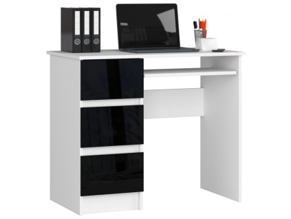 biurko komputerowe a 6 biale grafit polysk lewe