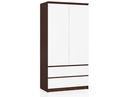szafa s 90cm 2 drzwi 2 szuflady wenge biala