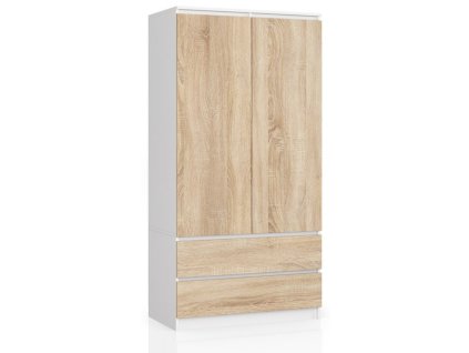 szafa s 90cm 2 drzwi 2 szuflady biala sonoma