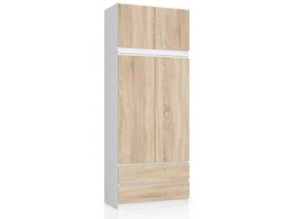 szafa z nadstawka s 90cm 2 drzwi 2 szuflady bialy sonoma