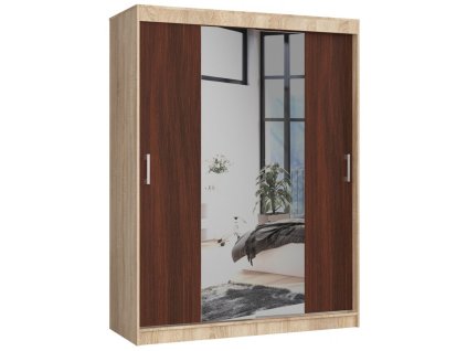 szafa przesuwna 150cm clp z lustrem sonoma wenge