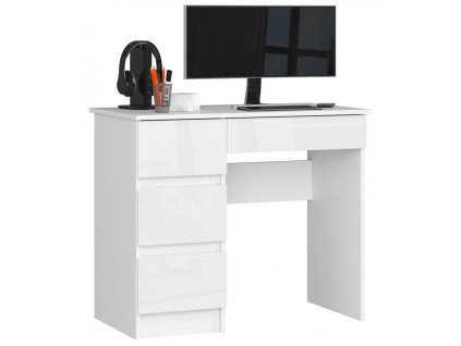 biurko komputerowe a 7 biale bialy polysk lewe