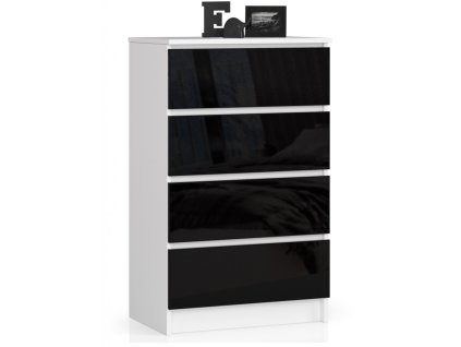 komoda k60 4 szuflady akryl czarny wysoki polysk