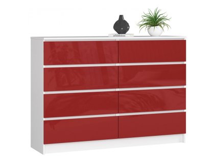 komoda k140 8 szuflad akryl czerwony wysoki polysk