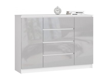 komoda k140 2 drzwi 4 szuflady akryl metalik wysoki polysk