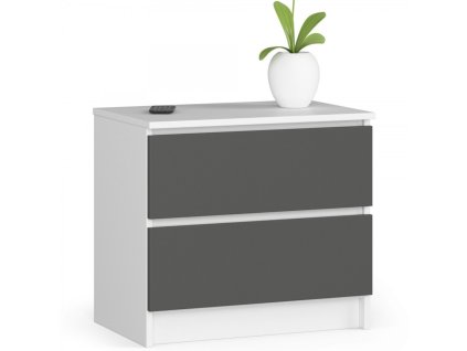 Noční stolek K60 2S - bílá/grafit
