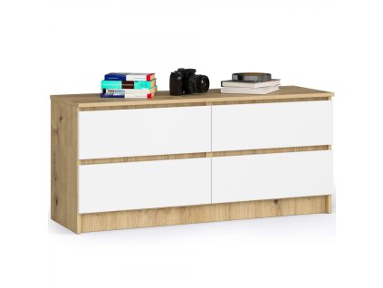 Komoda K160 4SZ - dub artisan/bílá