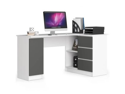 Počítačový stůl B20 pravá - bílá/grafit