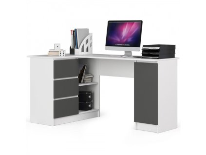 Počítačový stůl B20 levá - bílá/grafit