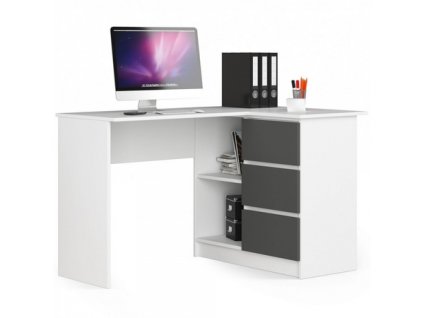Počítačový stůl B16 pravá - bílá/grafit