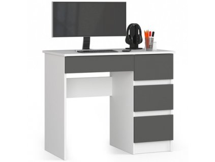 Počítačový stůl A-7 pravá - bílá/grafit