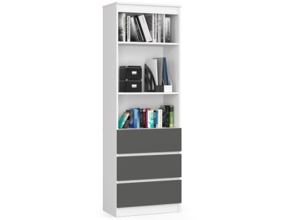 Regál R60 3SZ2P - bílá/grafit
