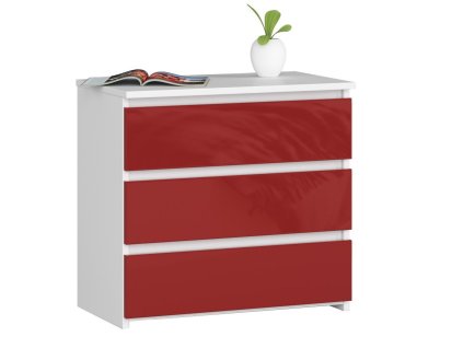 Komoda CL3 - bílá/červená lesk