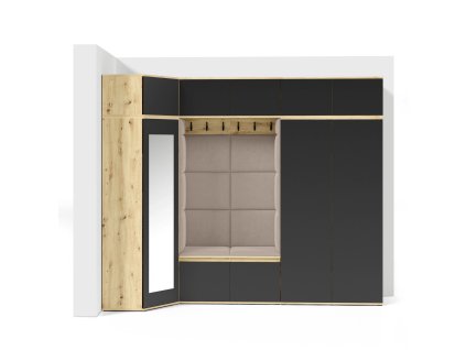 Předsíňová stěna AMI 39 (Barevná varianta Grafit, Barevná varianta tkaniny Krémová)