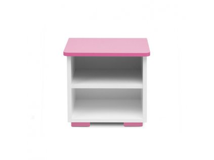 Noční stolek PABIS -bílá/růžová