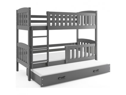 Dětská patrová postel KUBUS s výsuvnou postelí 80x190 cm - grafit