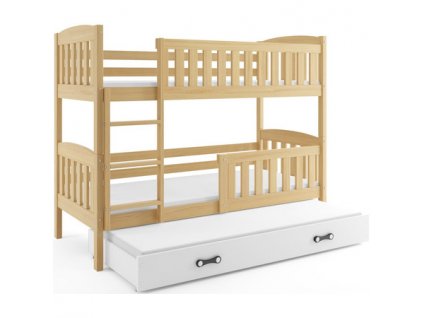 Dětská patrová postel KUBUS s výsuvnou postelí 90x200 cm - borovice