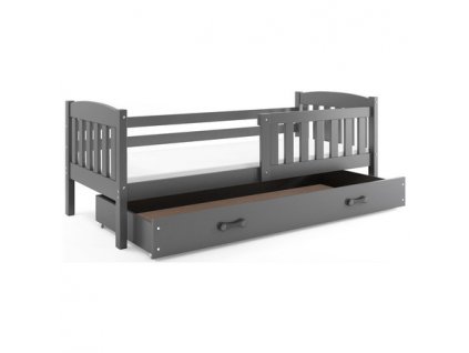 Dětská postel KUBUS s úložným prostorem 80x190 cm - grafit