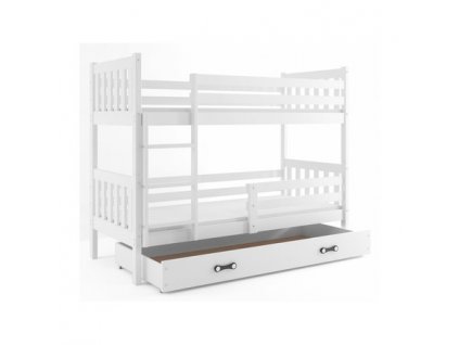 Dětská patrová postel CARINO s úložným prostorem 80x190 cm - bílá