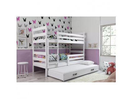 Dětská patrová postel ERYK s výsuvným lůžkem 80x160 cm - bílá