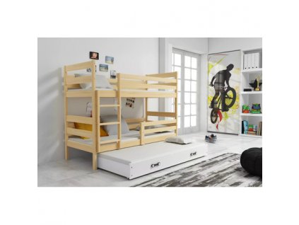 Dětská patrová postel ERYK s výsuvným lůžkem 80x190 cm - borovice