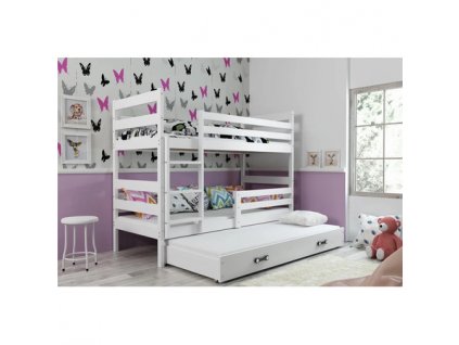 Dětská patrová postel ERYK s výsuvným lůžkem 90x200 cm - bílá