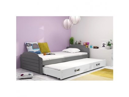 Dětská postel LILI s výsuvným lůžkem 90x200 cm - grafit