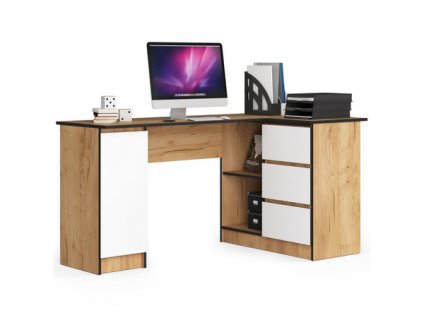 Počítačový stůl B20 CLP, pravá, řemeslný dub/bílá