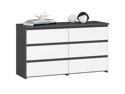 komoda cl 100 cm 6 szuflad grafit szary biala