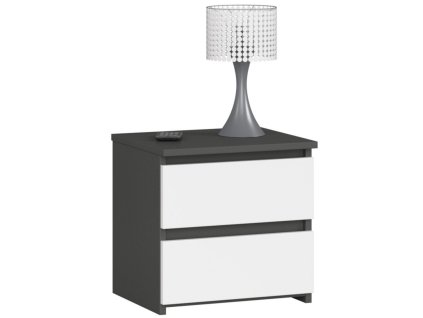 szafka nocna cl2 40 cm 2 szuflady grafit szary biala