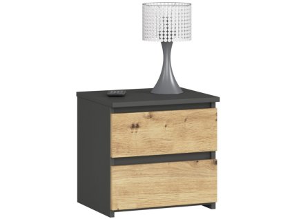 szafka nocna cl2 40 cm 2 szuflady grafit szary dab artisan