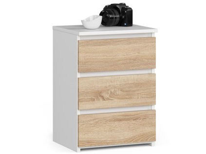 szafka nocna cl3 40 cm 3 szuflady biala dab sonoma